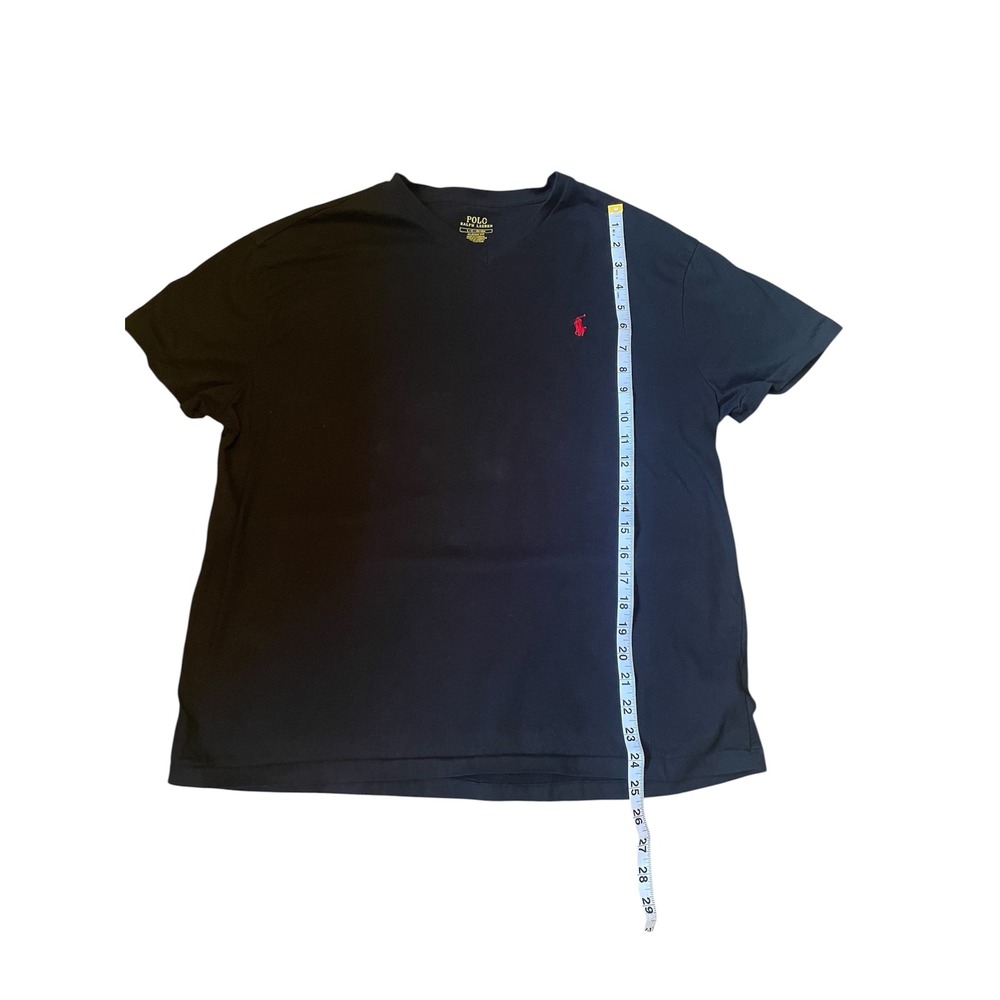 Polo Ralph Lauren Mens V-Neck T-Shirt Red Pony Logo Classic Fit Navy - Picture 4 of 5